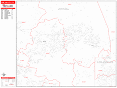 Simi Valley Digital Map Red Line Style